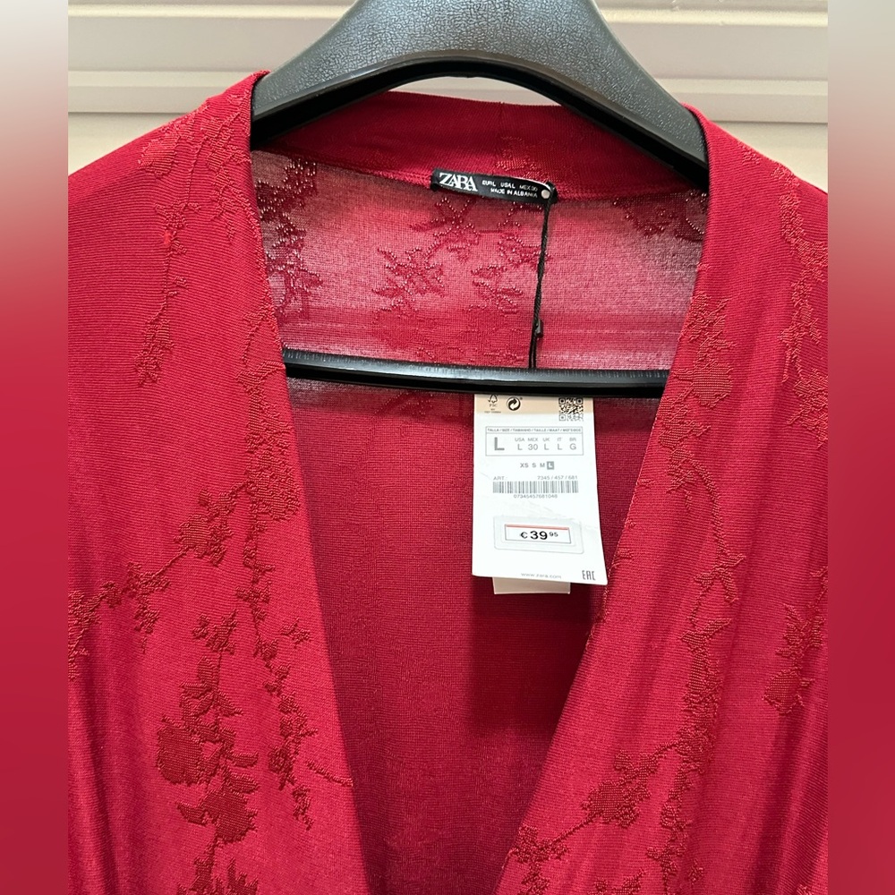 Zara Red Wide Leg Jumpsuit - Picture 10 of 11